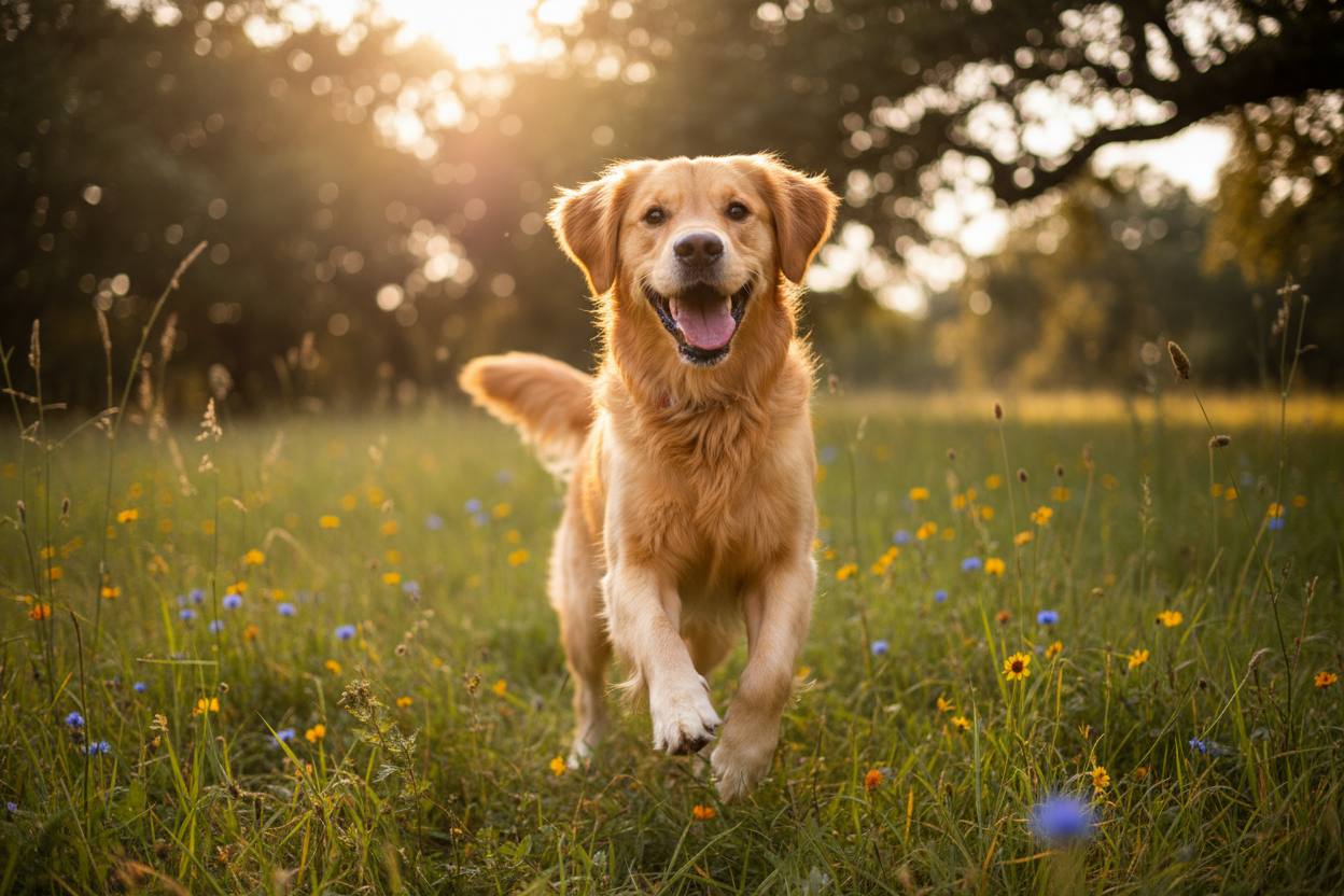 Crée une image de chien heureux