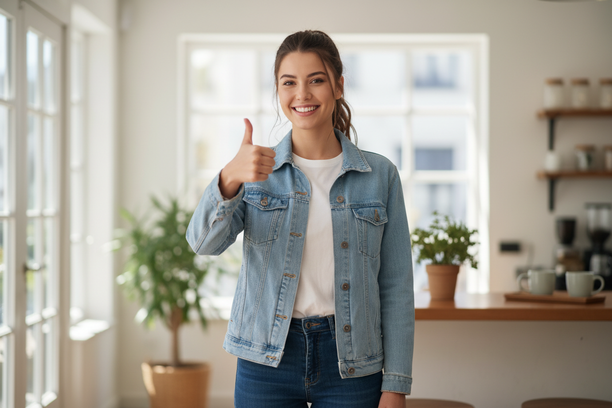 Je veut une image d'un humaine qui fait un pouce une cliente 